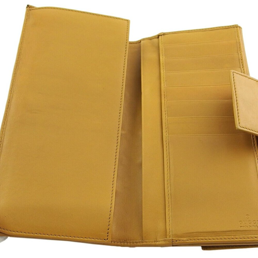 Gucci Long Wallet GG Canvas Beige Canvas ?~ Leather Authentic USED - Picture 3 of 9